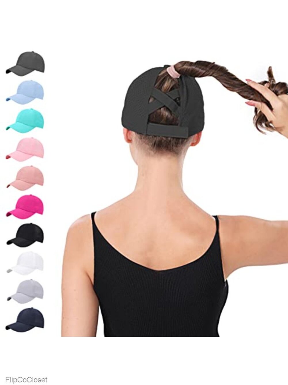 Women's Criss Cross Ponytail Baseball Cap Quick-Dry Adjustable